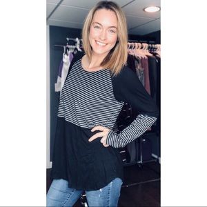 PLUS SIZE - Striped Long Sleeve Top